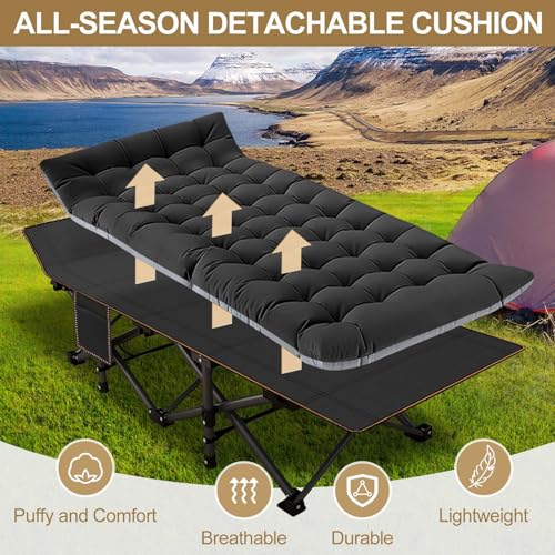 DoCred Folding Camping Cot with Mattress, 2 Pack, Heavy Duty for Adults, Portable with Carry Bag C814529