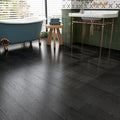 FunStick 17-Pack 6"x36" Peel and Stick Floor Tile Black Wood Luxury Vinyl Plank Flooring Waterproof Dark Wood Floor Tiles for Bathroom Kitchen Basement Laminate Vinyl Flooring Peel and Stick Tiles