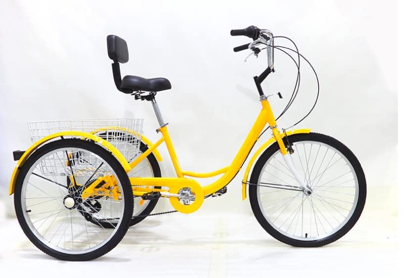 Adult Tricycles 7 Speed, Adult Trikes 20/24/26 inch 3 Wheel Bikes, Three-Wheeled Bicycles Cruise Trike with Shopping Basket for Seniors, Women, Men