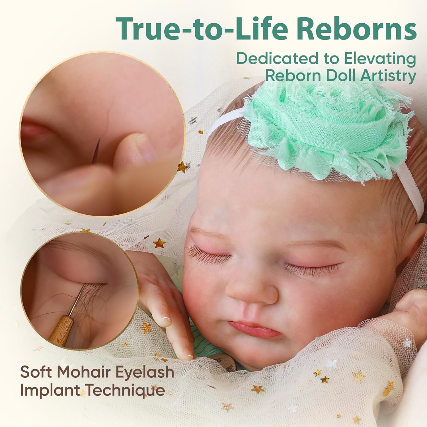 WOOROY Realistic Reborn Baby Doll 18-Inch Soft Weighted Cloth Body Sleeping Newborn Girl with Gift Box O671841