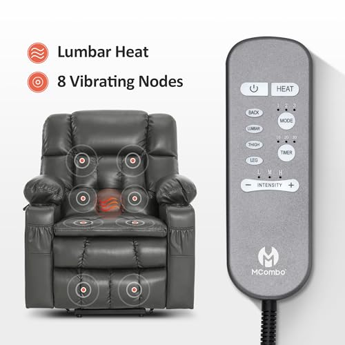 MCombo Dual Motor Power Lift Recliner Chair for Elderly with Heat and Massage, Black E570141