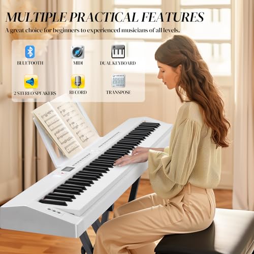 Ktaxon Weighted Keyboard Piano 88 Keys Digital Piano with Stand, Bag, Pedal, Headphones and MIDI Bluetooth M8426