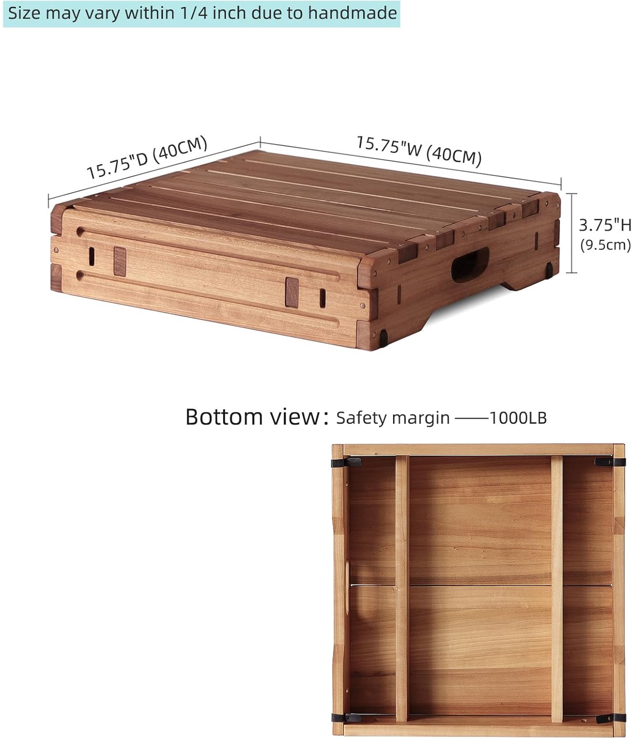 Wooden Platform Step Stool for Adults & Seniors, 3.7" Height, Indoor & Outdoor K688