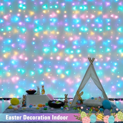 JMEXSUSS 300 LED Remote Control Christmas Curtain Lights, Warm White V64841