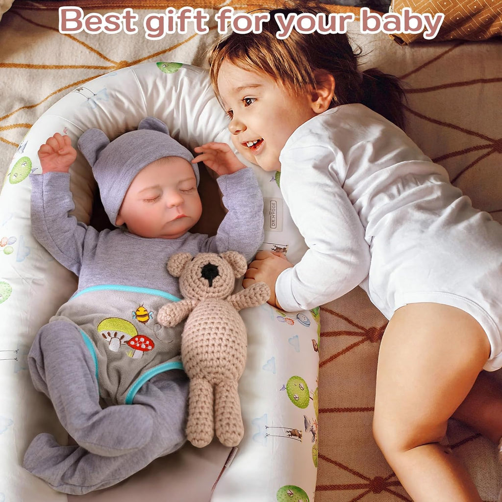 JIZHI Lifelike Reborn Baby Doll Noah - 17 Inch Realistic Vinyl Baby Boy with Feeding Kit F327