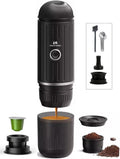 Portable Espresso Coffee Maker Electric Expresso Maker Self Heating Battery Powered, 19 Bar Pressure, Coffee Machine with Ground Coffee & NS Capsule for Travel, Camping, RV, Hiking, Office (Black)