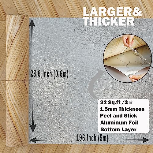 Oxdigi Peel and Stick Vinyl Flooring Roll 23"x393" Waterproof Wood Plank U1250