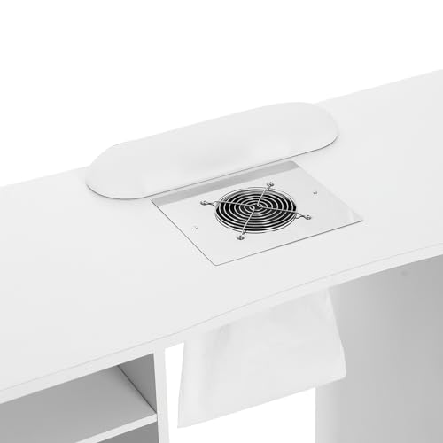 Artist Hand Manicure Table with Lockable Wheels and Storage Drawers, White Z21580