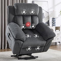 CANMOV 46" Wide Power Lift Recliner Chair for Elderly, with Massage and Heat, Light Brown K346927