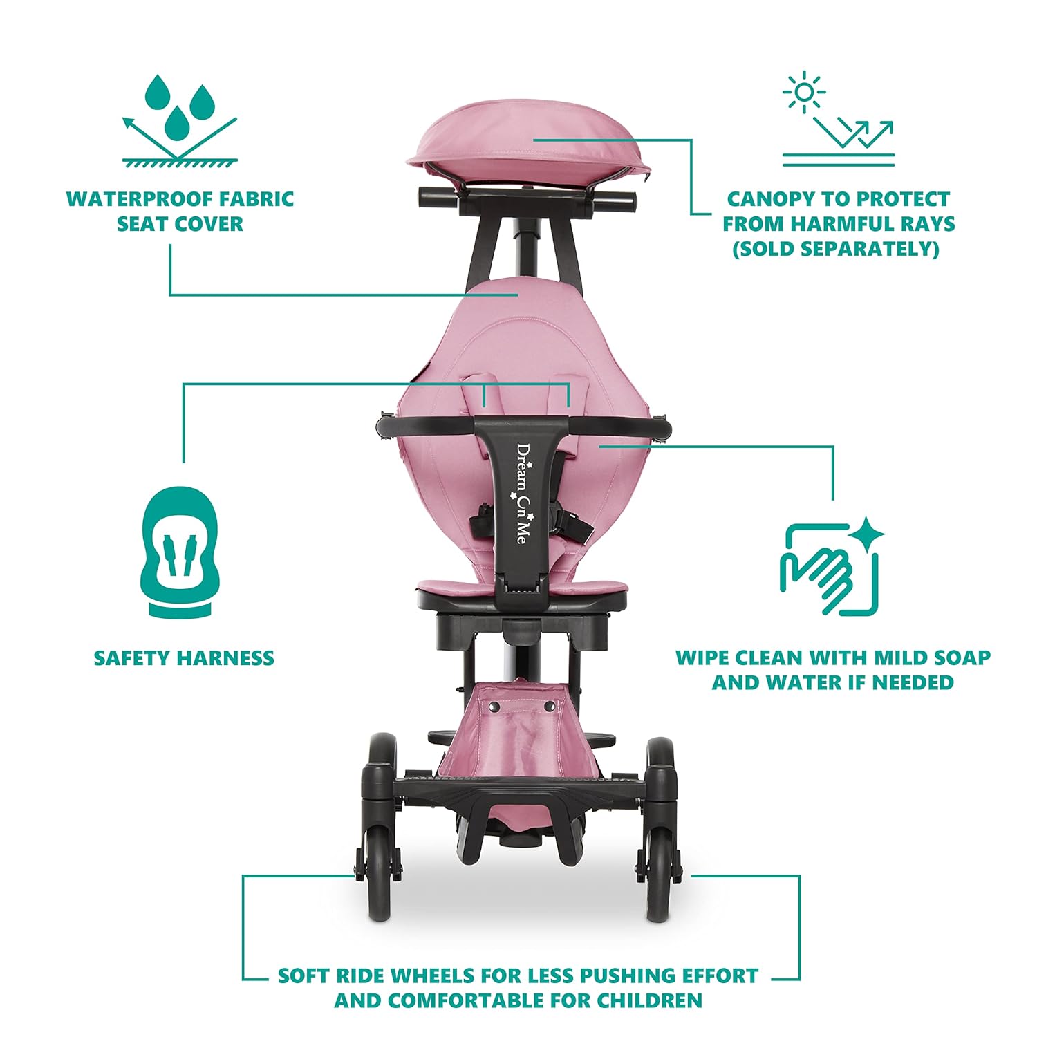 Drift Rider Baby Stroller in Pink, Lightweight with Compact Fold A7832