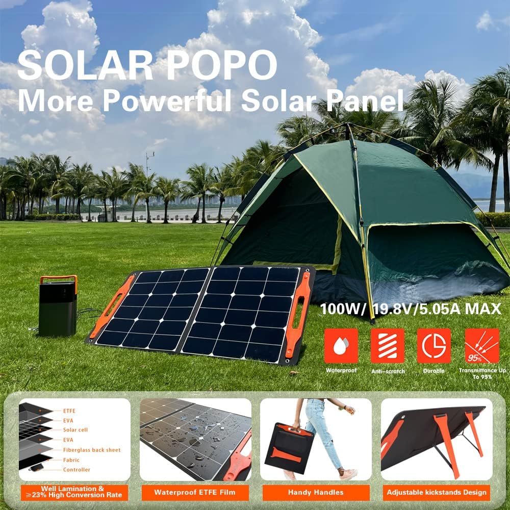 100W Portable Foldable Solar Panel Charger with USB Outputs Q729942