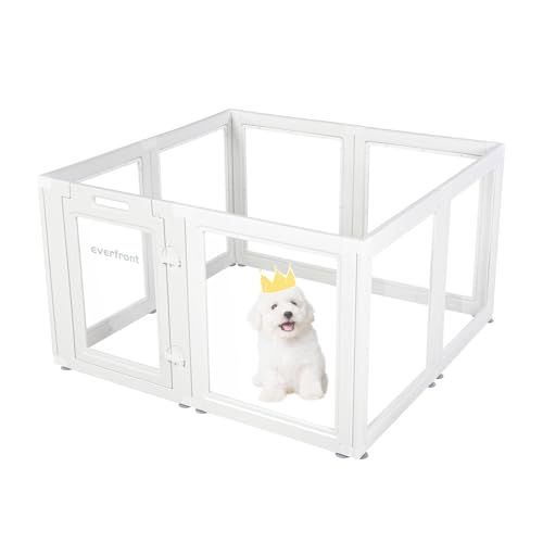 Clear Acrylic Dog Playpen for Small & Medium Pets, 30.3" Height, 10 Panels E1222