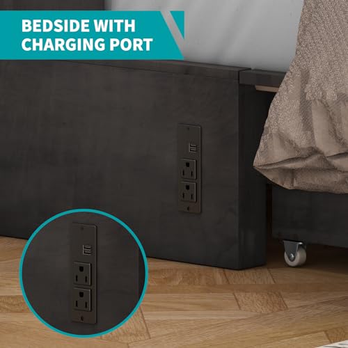 BALUS Murphy Cabinet Bed Queen with Charging Station, Tri-fold Memory Mattress, Storage Drawers, White Y6917
