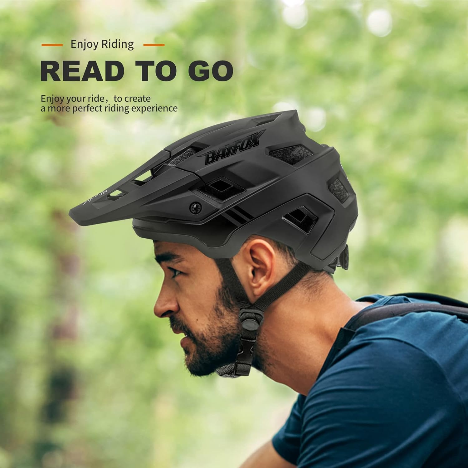 BATFOX Bike Helmet for Men Women Adults MTB Cycling Black L W9516