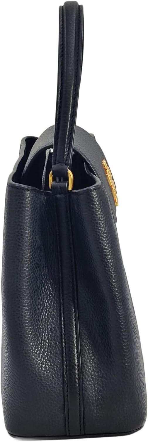 Tory Burch Britten Pebbled Leather Satchel Bag, Black G68388