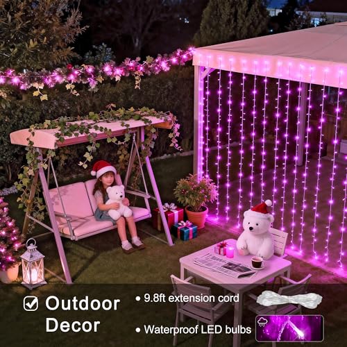 JMEXSUSS 300 LED Remote Control Christmas Curtain Lights, Warm White V64841