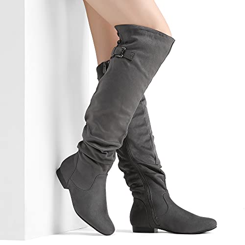 DREAM PAIRS Women's Suede Over The Knee Winter Boots Q729