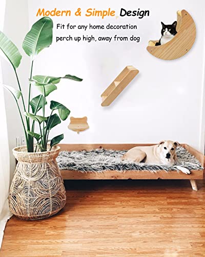 Solid Wood Cat Wall Shelves and Perches for Indoor Cats 3-Piece Set M28209