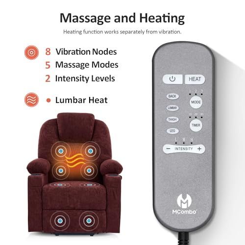 MCombo Small Power Lift Recliner Chair for Elderly with Heat and Massage, USB & Type C Ports J262