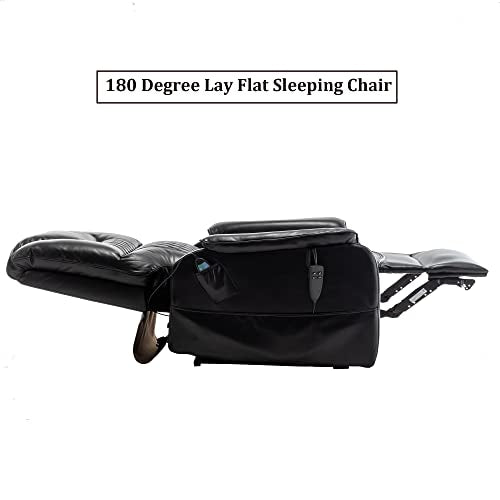 JULYFOX Lift Chair Lay Flat 400lbs Electric Recliner with Massage and Heat, PU Leather, Yellow B71450