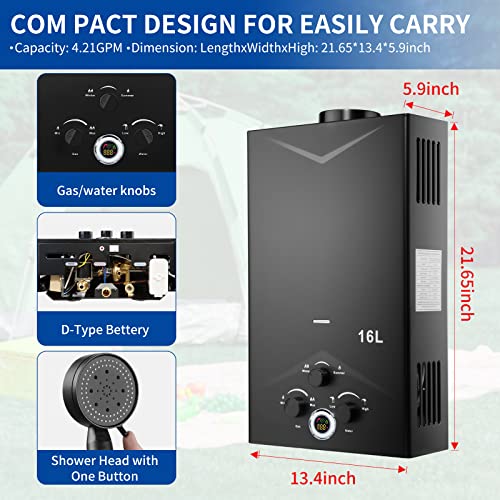 Tankless Water Heater 4.21GPM Outdoor Portable Propane Gas Instant B663