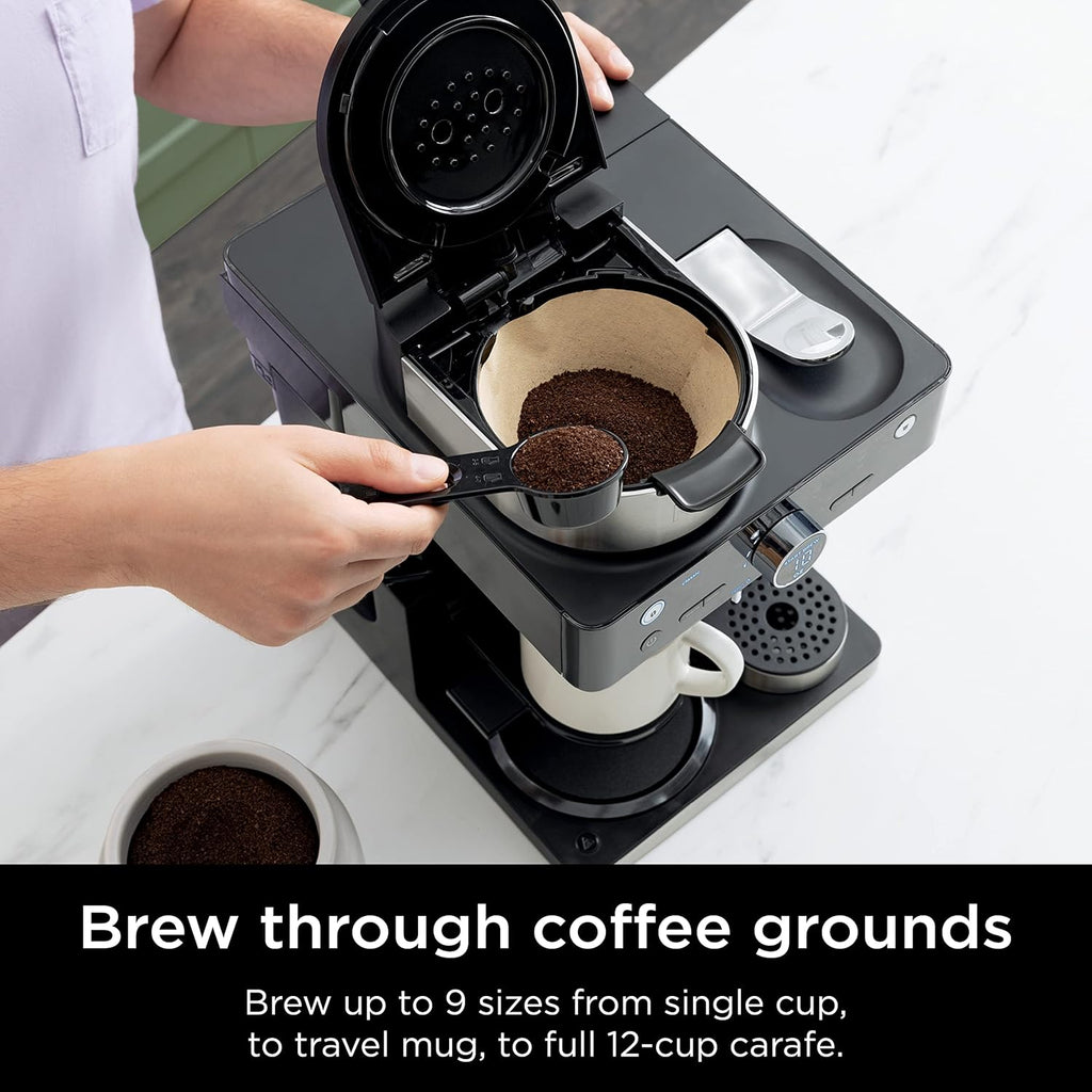 Ninja Espresso & Coffee Barista System, Single-Serve & 12-Cup, Black and Stainless Steel V49913
