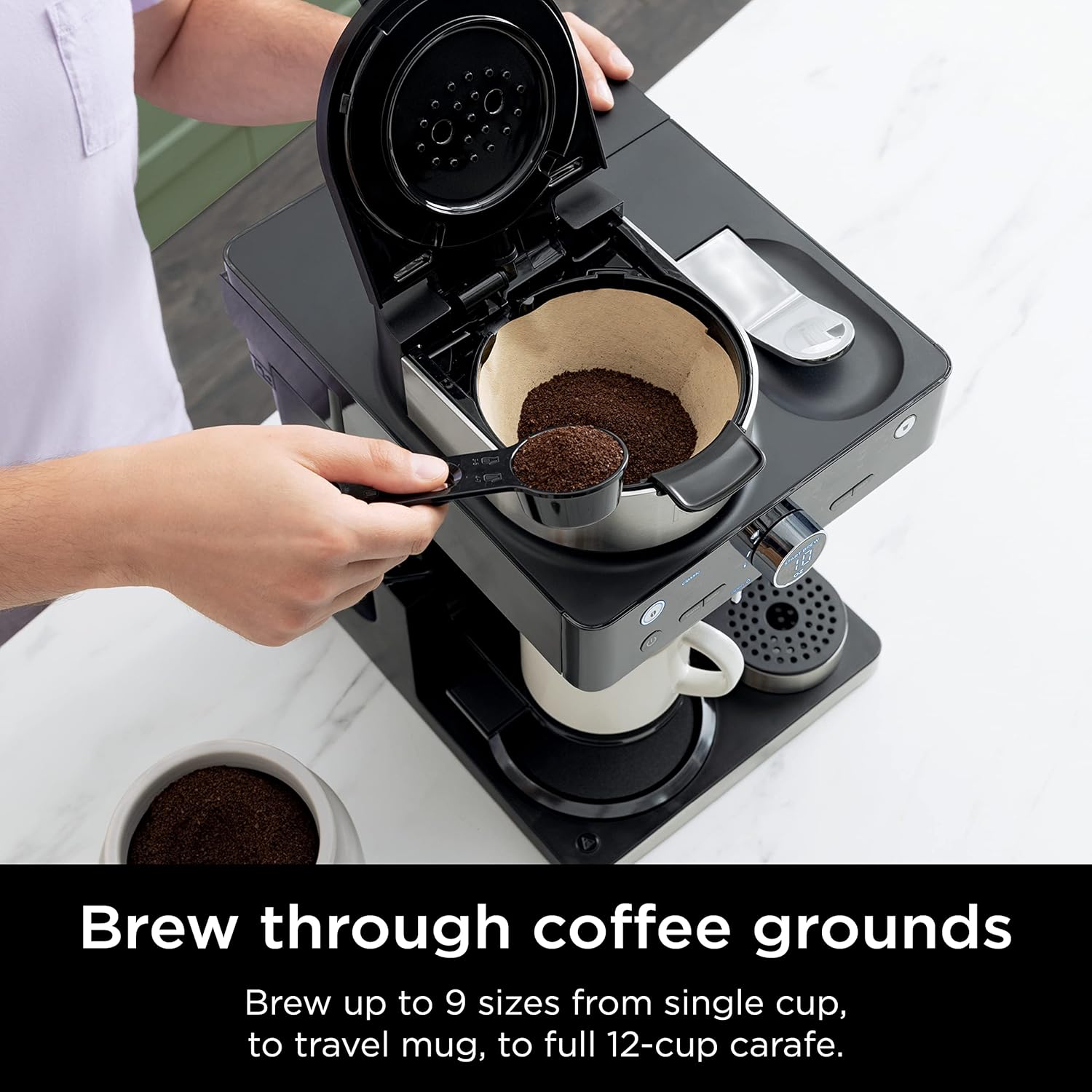 Ninja Espresso & Coffee Barista System, Single-Serve & 12-Cup, Black and Stainless Steel V49913