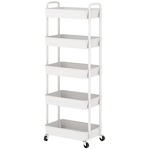 Sywhitta 3-Tier Plastic Rolling Utility Cart with Handle, Black F220270