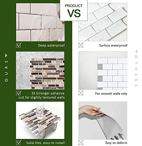 STICKGOO 10-Sheet Peel and Stick Wall Tile, Self-Adhesive Kitchen Backsplash in Sandstone C584