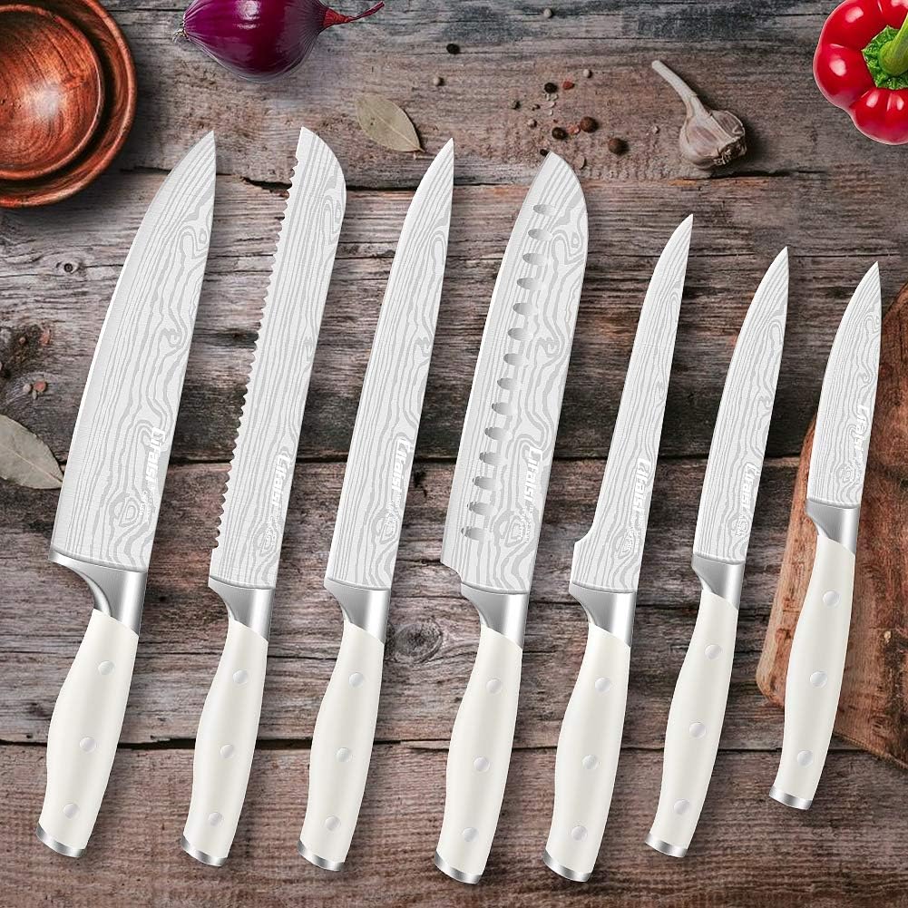 23 PCS Kitchen Knife Set with Block, Stainless Steel, White S495