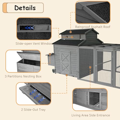Large Chicken Coop for 6-10 Chickens with Run & Nesting Box S5640