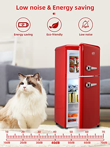 KRIB BLING Compact Refrigerator with Freezer, Mini Fridge, Red I986