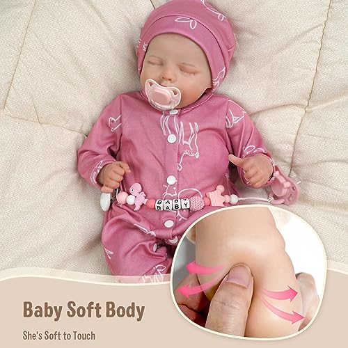 JIZHI Lifelike Reborn Baby Doll Girl 17-Inch Poseable Full Vinyl Body with Feeding Kit D92518