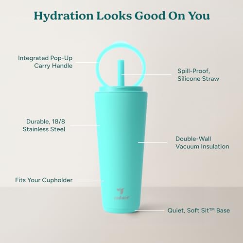 Halo 32 oz Stainless Steel Vacuum Insulated Tumbler with Flip Handle Lid, Lilac Bud H350
