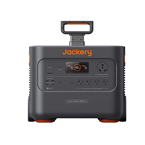 Jackery Portable Power Station Explorer 3000 Pro, 3024Wh Capacity and 3000W Output, 2x100W PD Ports, 2.4H to Full Charge, Compatible with SolarSagas, for Outdoor RV, Camping, Emergencies (Renewed)