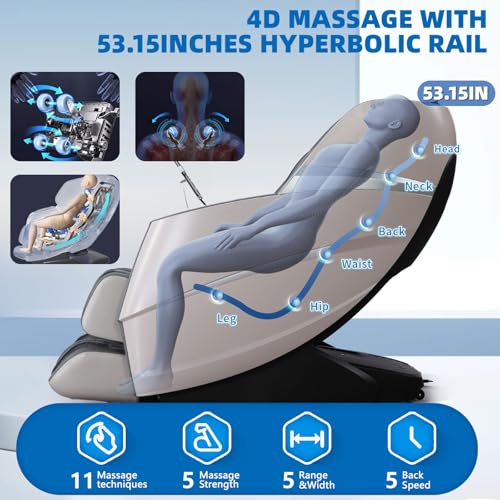 Full Body Massage Chair with Zero Gravity AI Voice Control SL Track Black L565041