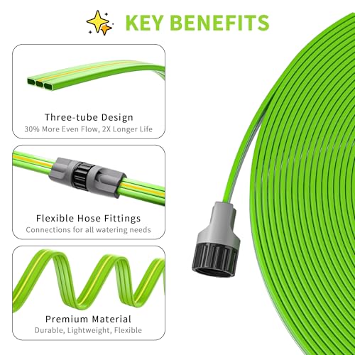 Flat Soaker Hose 50ft with Stakes for Garden Lawn Irrigation V83113