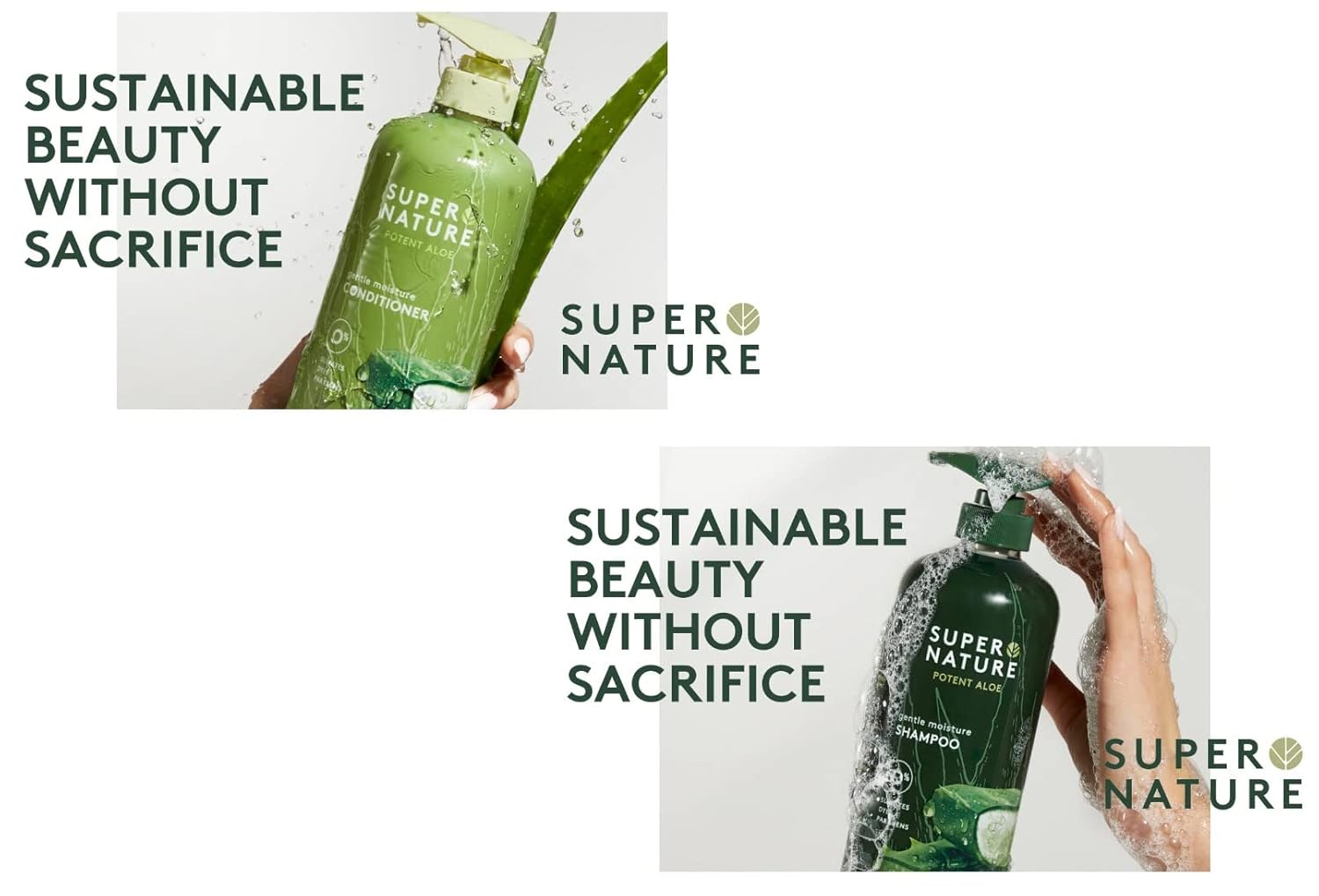 Super Nature Potent Aloe Moisture Shampoo and Conditioner, Sulfate-Free, 30 Fl Oz A72846