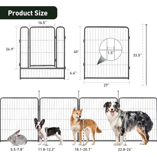 mestyl Dog Playpen 40" Height 16 Panels Outdoor Pet Exercise Pen O950