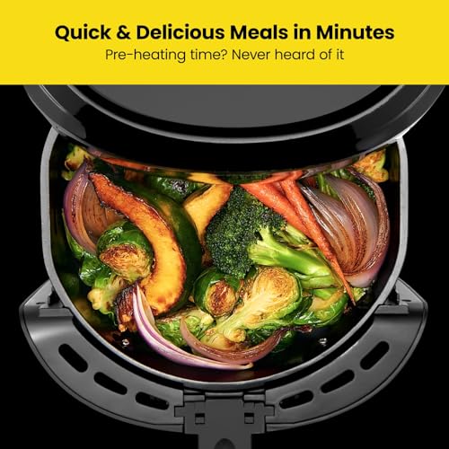 CHEFMAN 6 Quart Dual Basket Air Fryer Oven with Easy View Windows, Black G2845
