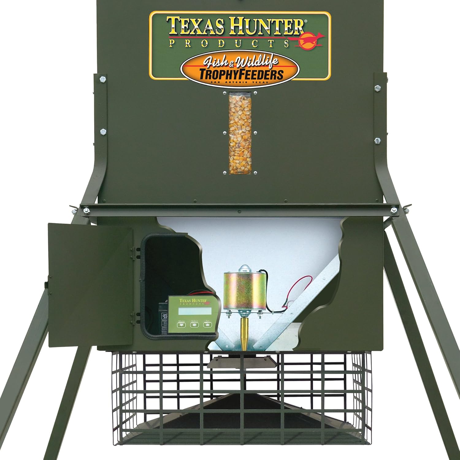 Texas Hunter Deer Feeder TF300L8 300 lb Capacity with 8-Foot Legs W7624