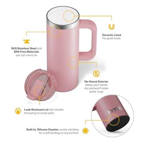 RTIC 20oz Road Trip Travel Mug with Lid and Handle, Insulated Stainless Steel P393441