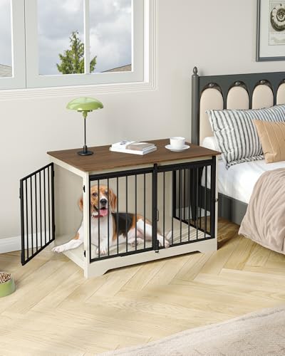 Dog Crate Furniture with Barn Door for Small Medium Dogs, Rustic Brown P911