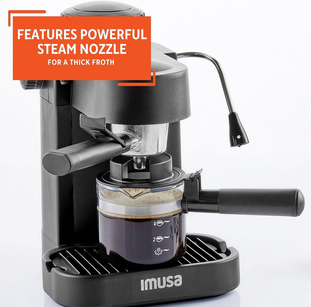 IMUSA GAU-18202 4 Cup Espresso/Cappuccino Maker, Black I50077