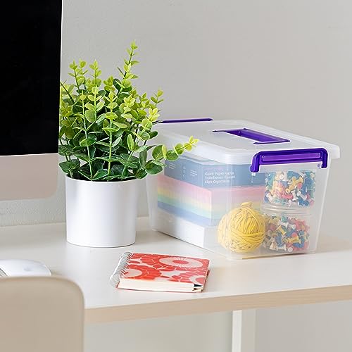 IRIS USA 5 Qt Plastic Storage Bins with Lids, 6 Pack, Stackable, Clear N3948