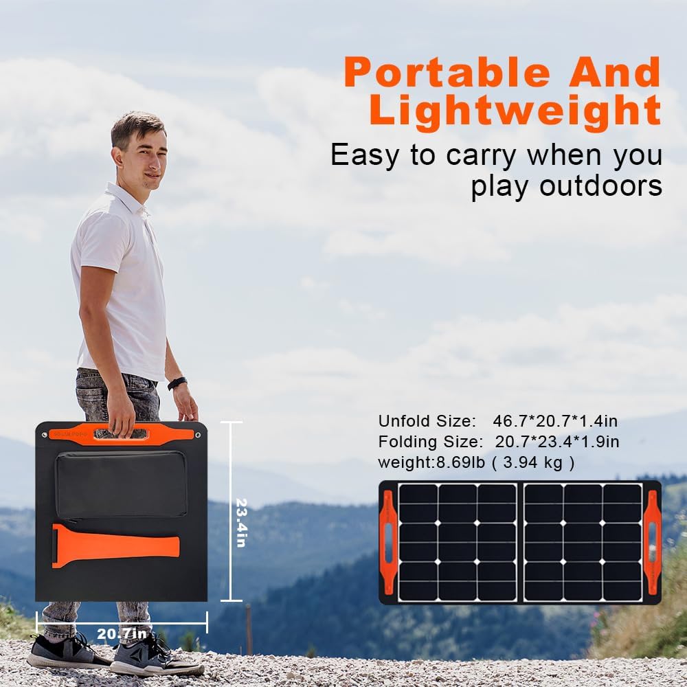 100W Portable Foldable Solar Panel Charger with USB Outputs Q729942