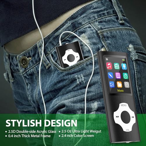 AUOKING MP3 Player 32GB with Voice Recorder and FM Radio, Blue X64700
