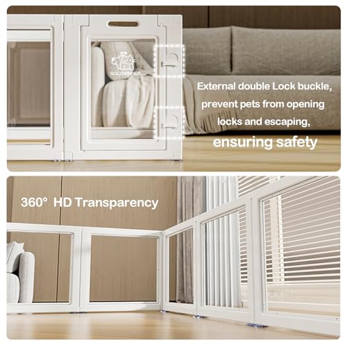 Transparent Dog Playpen with Wall Anchor, 23.6" H, 10 Panels, White N19944