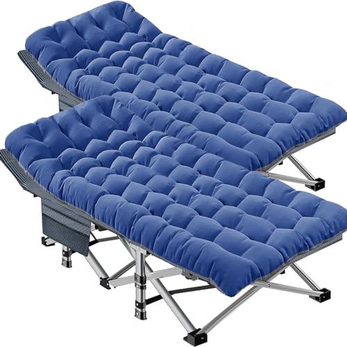 DoCred Folding Camping Cot with Mattress, 2 Pack, Heavy Duty for Adults, Portable with Carry Bag C814529