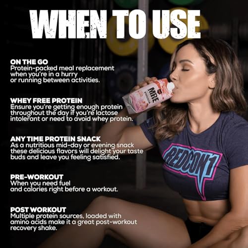 REDCON1 MRE Ready to Drink Protein Shakes, Cookies & Cream - Lactose + Whey Free RTD, 12 Pack Y377913